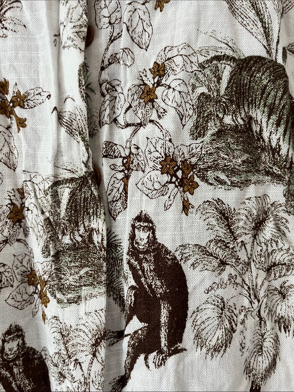 Women's Safari-Print Button Down Shirt - White with Black & Tan - Picture 7 of 14